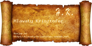 Hlavaty Krisztofer névjegykártya